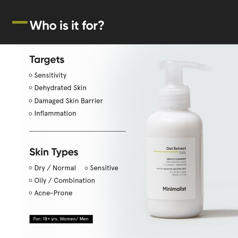 Minimalist 6% Oat Extract Gentle Cleanser With Hyaluronic Acid For Sensitive Skin
