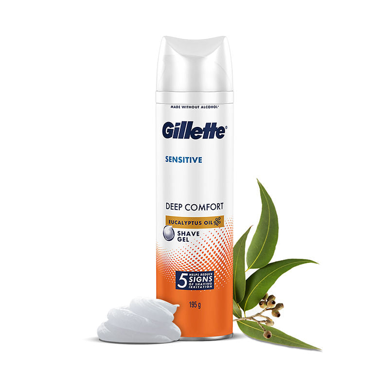 Gillette Sensitive Shaving Gel, Deep Comfort With Aloe Vera 0% Parabene