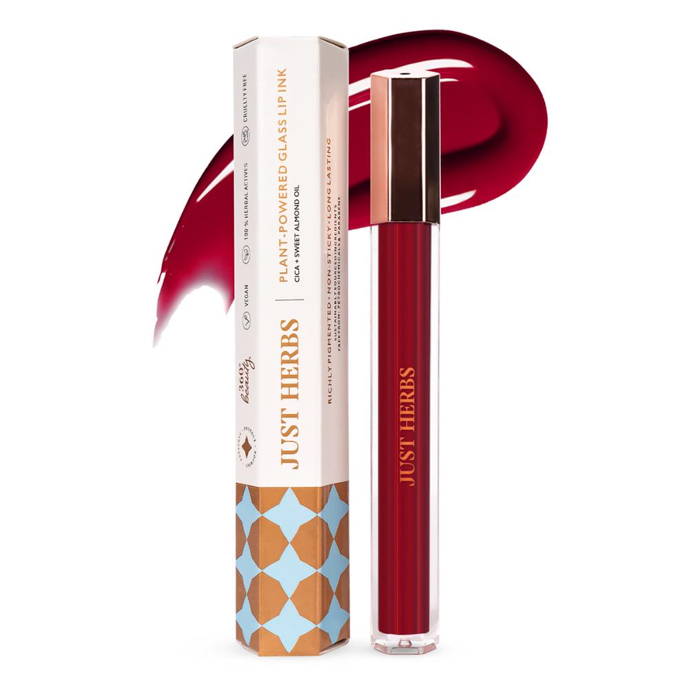 Just Herbs Plant-Powered Glossy Glass Lip Ink Long Stay Liquid Lipstick