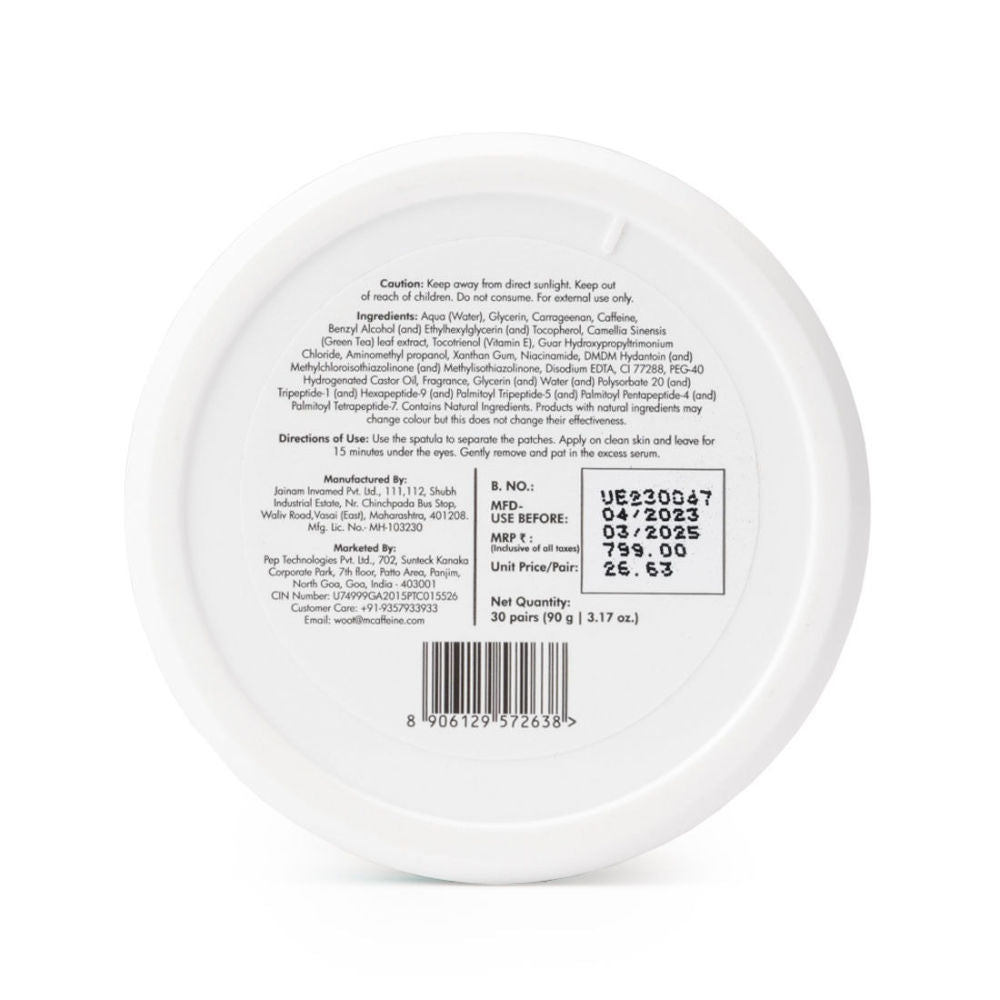 MCaffeine Green Tea Hydrogel Under Eye Patches with 1% Caffeine for Fine Lines & Hydration