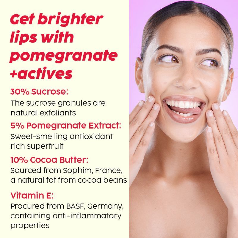 PLIX Pomegranate Lip Exfoliating Scrub For Dark, Dry & Chapped Lips, With Cocoa Butter & Vitamin E