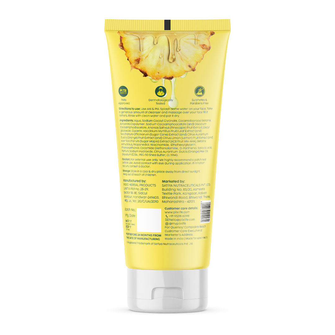 Plix Pineapple Juicy Cleanser helps Depigmentation and Even Toned Complexion for Daily Use