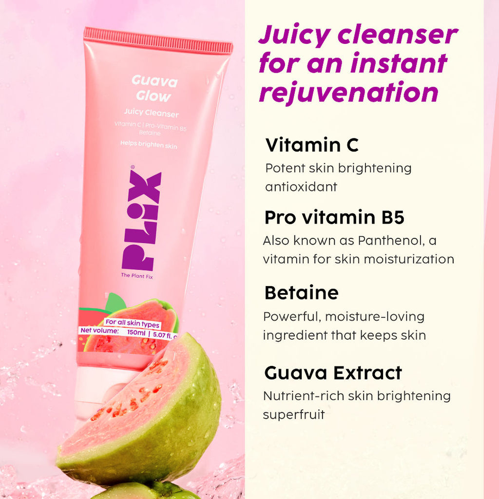 Plix Guava Glow Juicy Cleanser with Vitamin C Helps Hydrates & Brightens Skin for All Skin Types