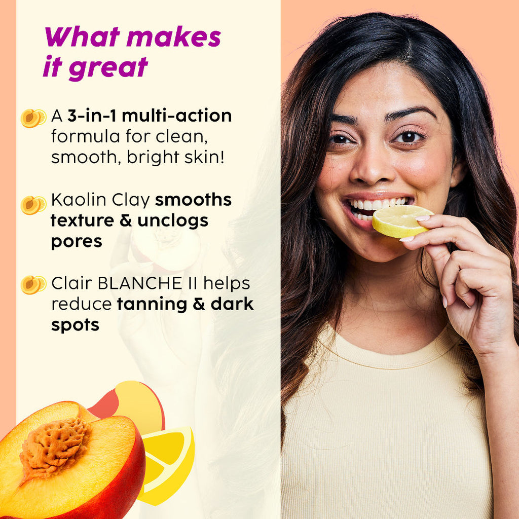 Plix Peaches & Lemon 3-in-1 Detan Face Wash, Scrub & Mask