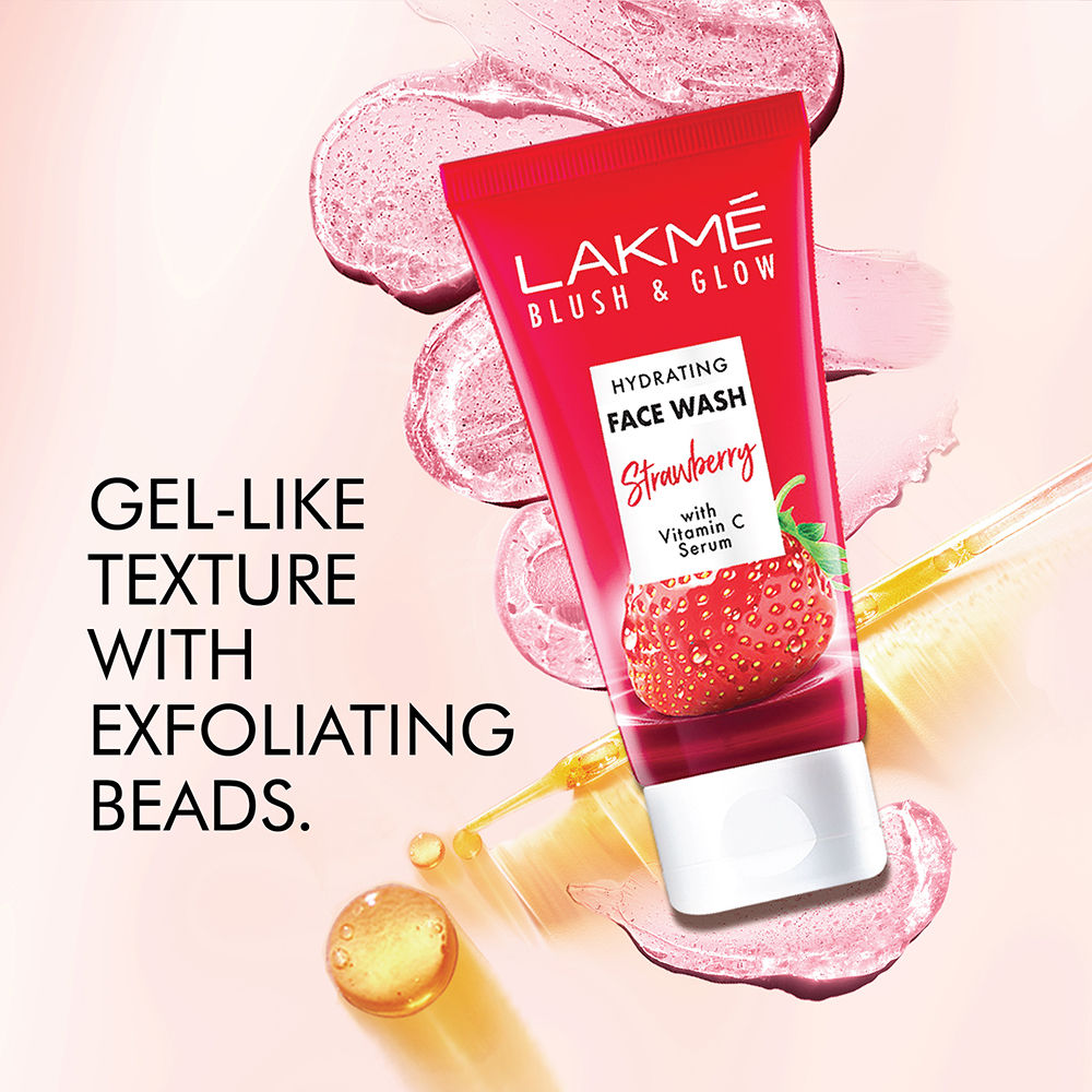 Lakme Blush & Glow Strawberry Gel Face Wash 100% Real Strawberry Extract