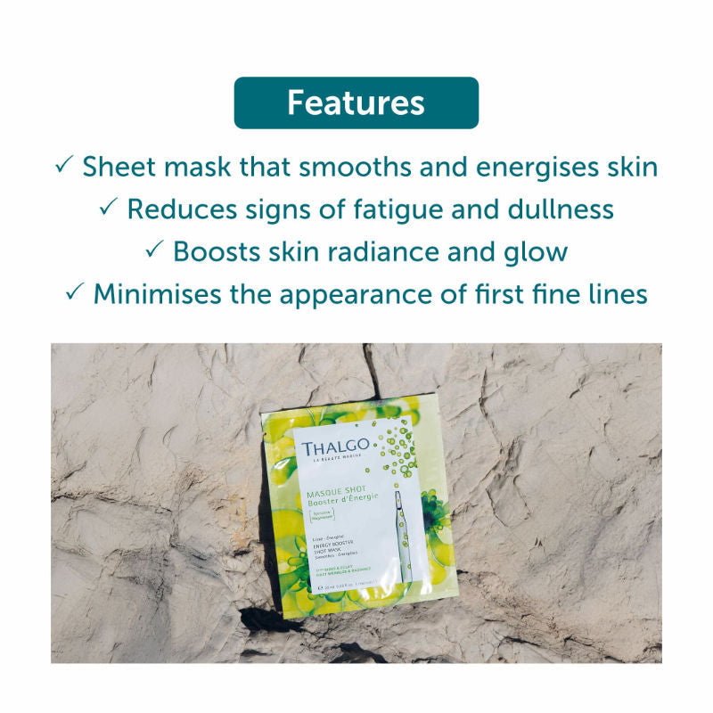 Thalgo Energy Booster Shot Mask - Vitamin C Sheet Mask For Instant Glowing, Smooth & Radiant Skin