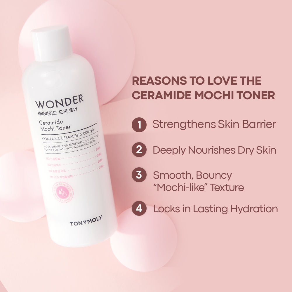 TONYMOLY Korean Wonder Ceramide Mochi Toner-Hydrates, Softens, Nourishes Dry & Combination Skin