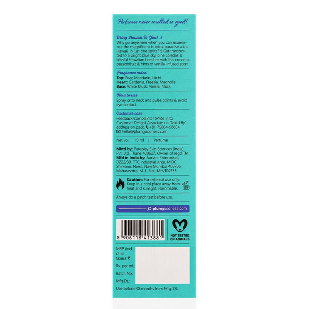 Plum BodyLovin Hawaiian Rumba Eau De Parfum - Long Lasting Tropical Perfume