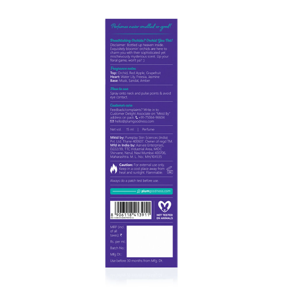 Plum BodyLovin Orchid-You-Not Eau De Parfum - Long Lasting Fresh Floral Perfume