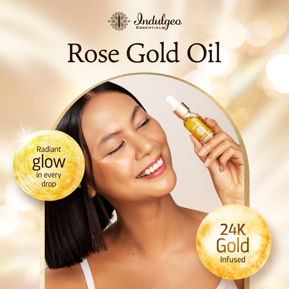 Indulgeo Essentials 24k Rose Gold Face Primer Oil Lightweight Hydration & Radiant Finish