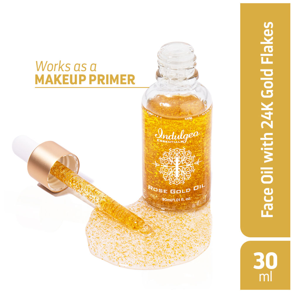 Indulgeo Essentials 24k Rose Gold Face Primer Oil Lightweight Hydration & Radiant Finish