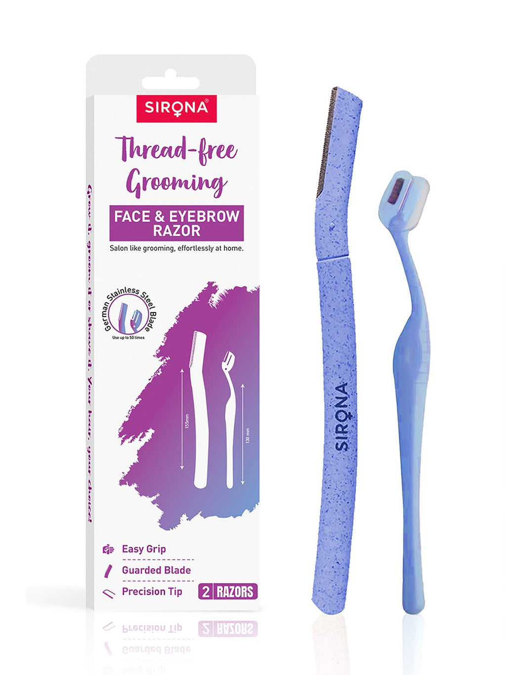 Sirona Reusable Facial Hair Removal Razor For Instant & Painfree, Salon-Smooth & Glowing Skin