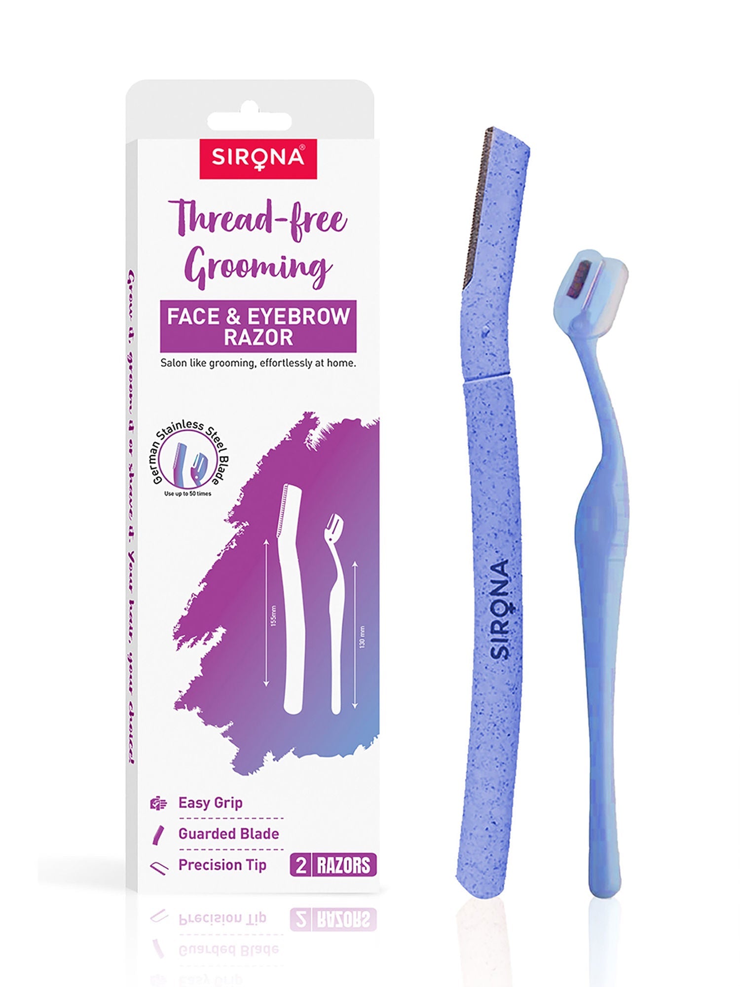Sirona Reusable Facial Hair Removal Razor For Instant & Painfree, Salon-Smooth & Glowing Skin