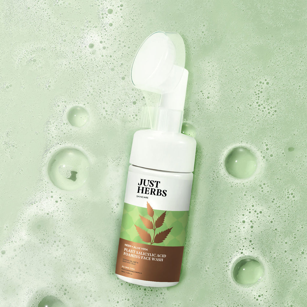 Just Herbs Neem And Aloe Vera Plant Salicylic Acid Foaming Face Wash