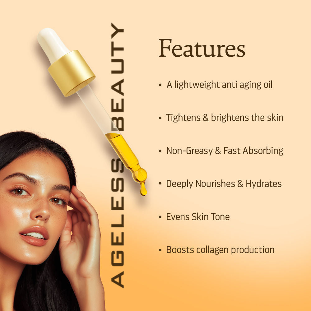 Indulgeo Essentials Ageless Beauty Zafferano Oil With Saffron, Lupin Seed Extract, Coenzyme Q10
