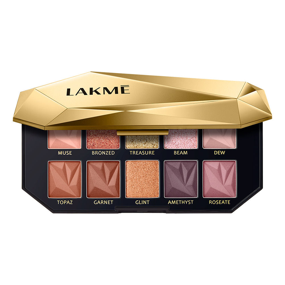 Lakme Be-Jewel Multichrome Eyeshadow Palette, 10 Shimmery Shades