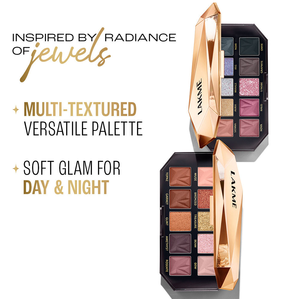 Lakme Be-Jewel Multichrome Eyeshadow Palette, 10 Shimmery Shades