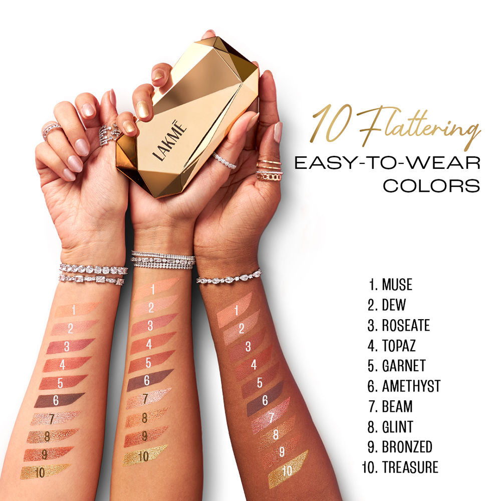 Lakme Be-Jewel Multichrome Eyeshadow Palette, 10 Shimmery Shades