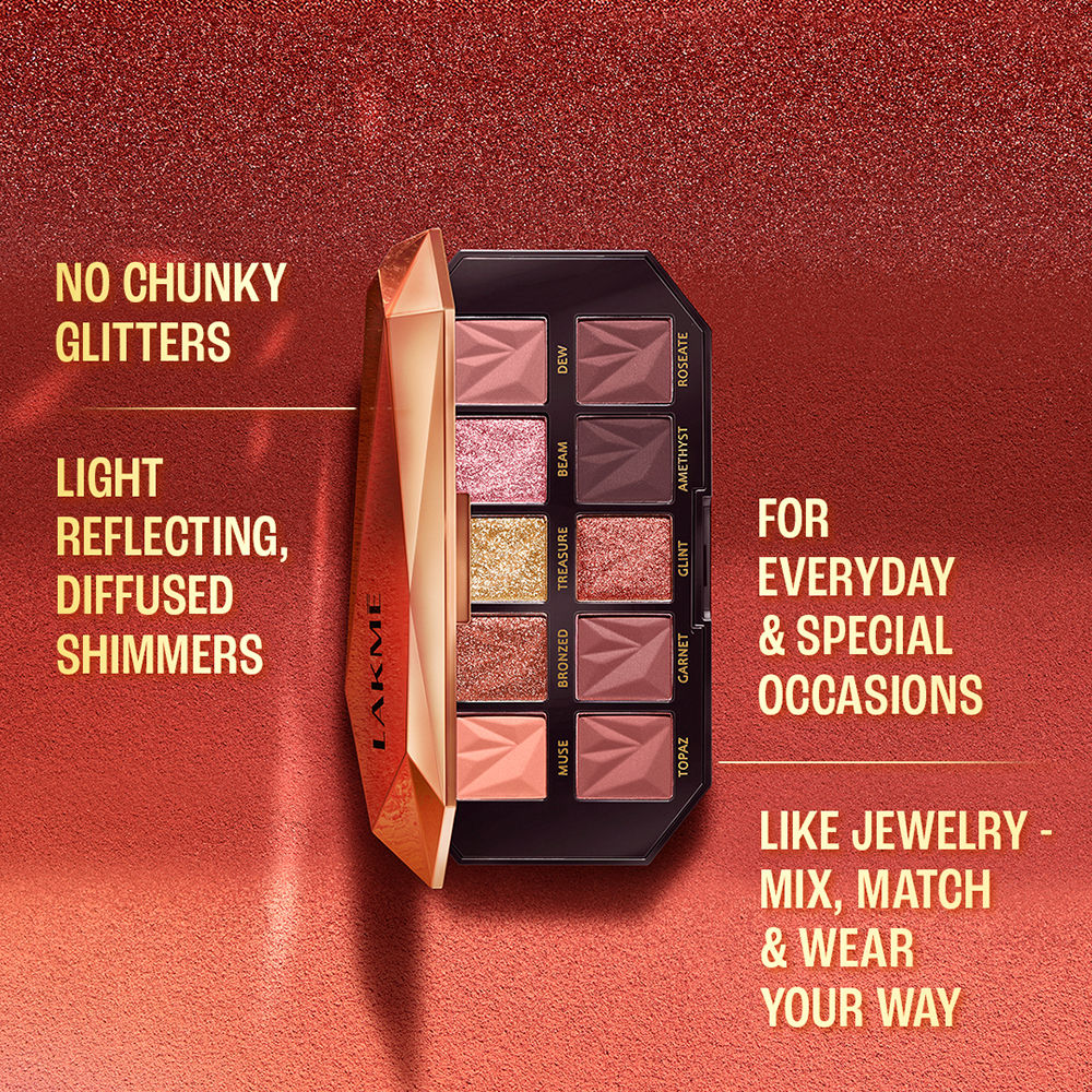 Lakme Be-Jewel Multichrome Eyeshadow Palette, 10 Shimmery Shades