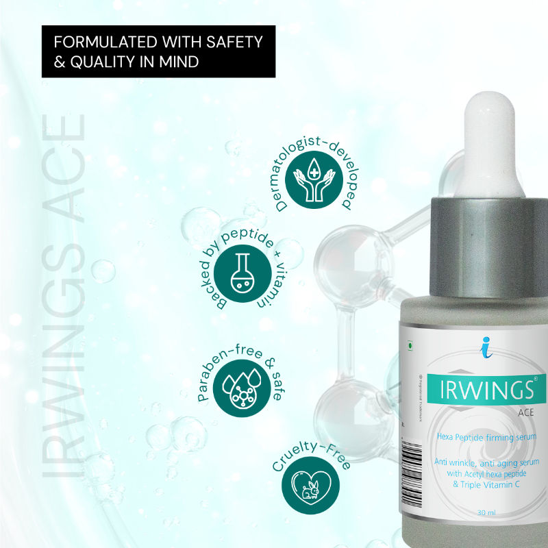 IRWINGS Ace Face Serum Anti Wrinkle, Anti Aging Serm with Peptides & Tripple Vitamin C