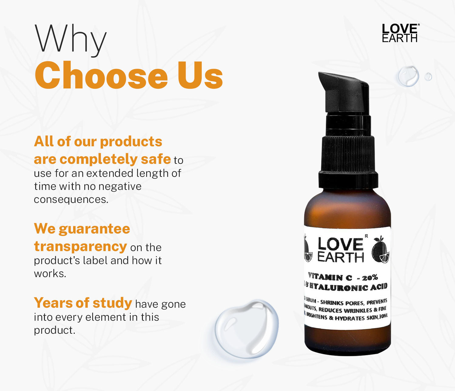 Love Earth Vitamin C Serum for Skin Hydration with Pure Vitamin C & Witch Hazel