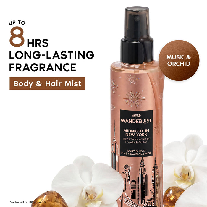 Wanderlust Midnight in New York Hair & Body Mist Long-Lasting Night Fragrance Orchid Caramel