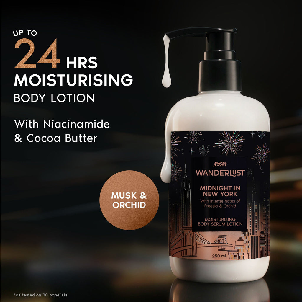 Wanderlust Midnight in New York Moisturising Brightening Body Lotion Niacinamide Vit E Orchid