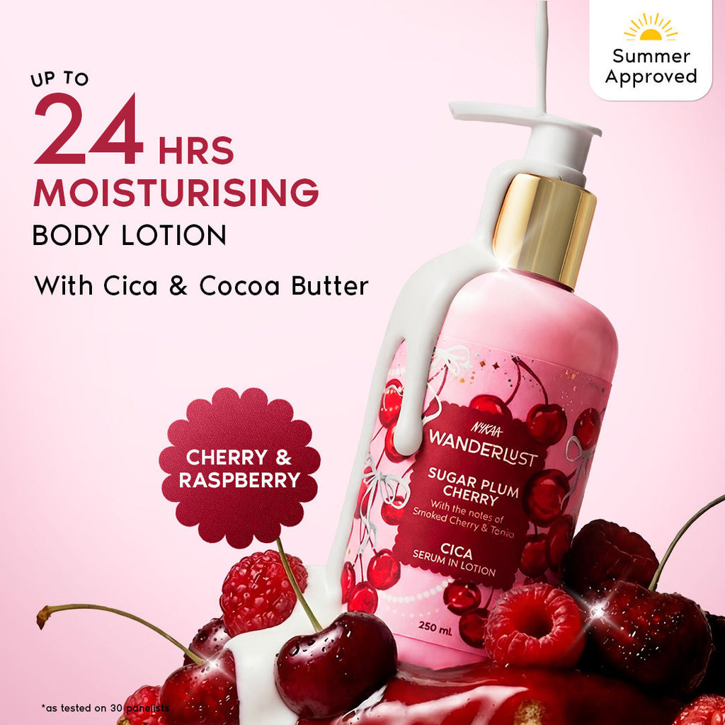 Wanderlust Sugar Plum Cherry Perfume Body Lotion - Upto 24 Hrs Moisturisation
