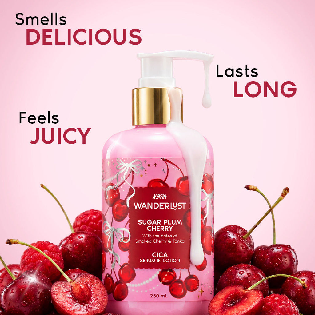Wanderlust Sugar Plum Cherry Perfume Body Lotion - Upto 24 Hrs Moisturisation