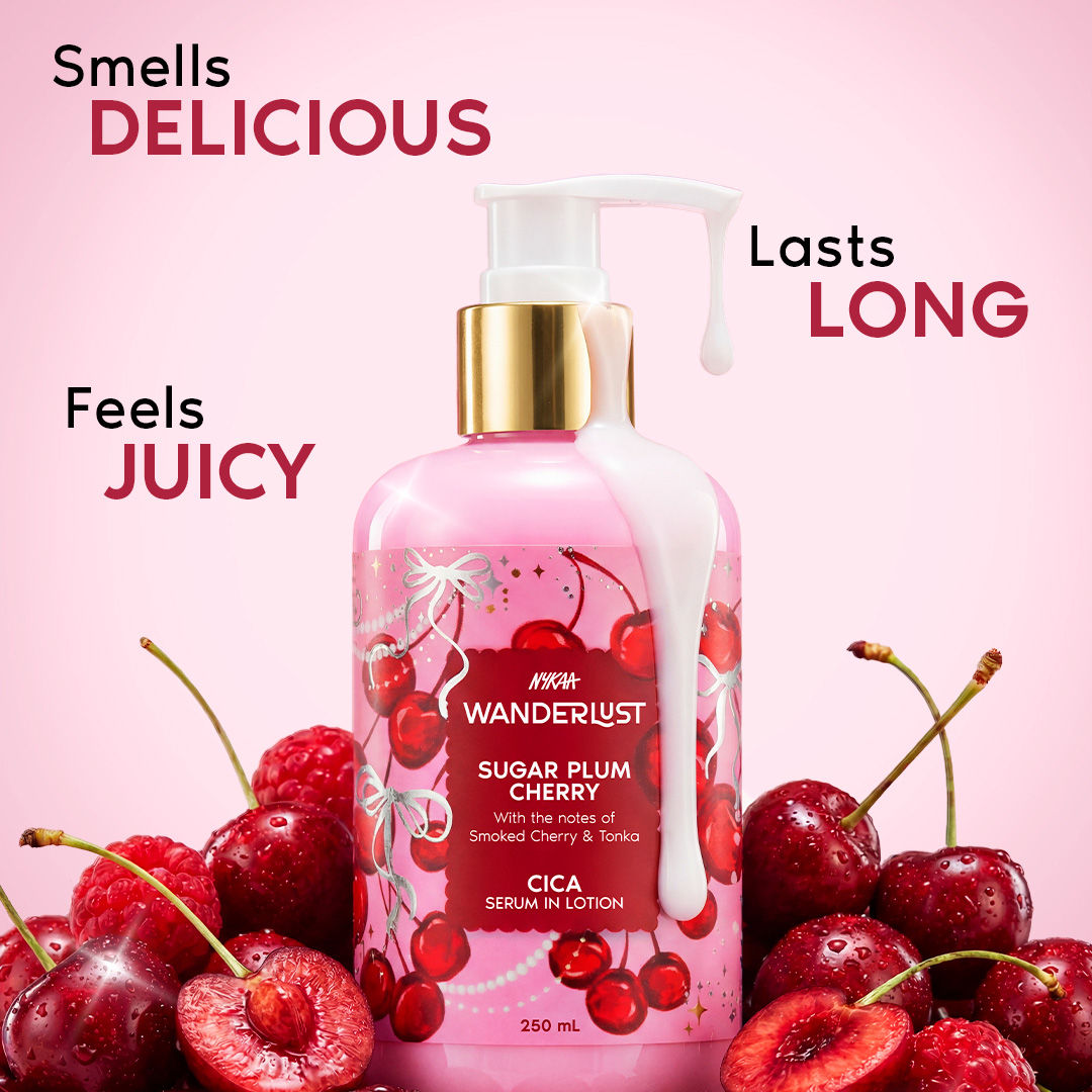 Wanderlust Sugar Plum Cherry Perfume Body Lotion - Upto 24 Hrs Moisturisation