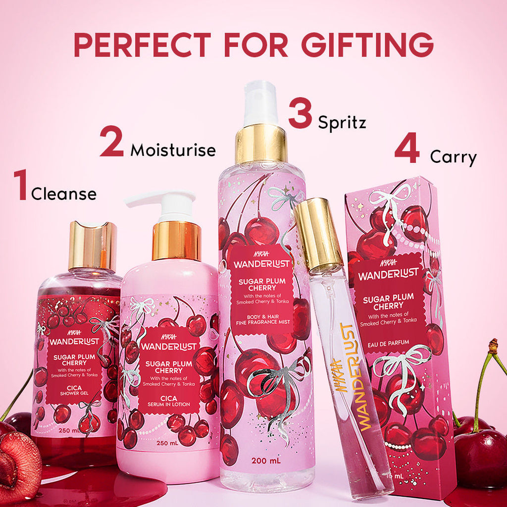 Wanderlust Sugar Plum Cherry Perfume Body Lotion - Upto 24 Hrs Moisturisation