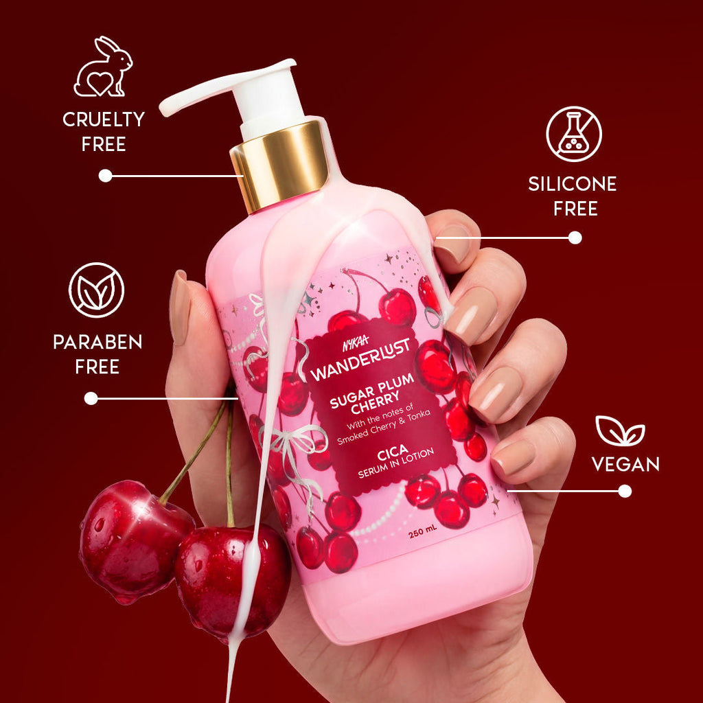 Wanderlust Sugar Plum Cherry Perfume Body Lotion - Upto 24 Hrs Moisturisation
