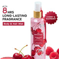 Wanderlust Sugar Plum Cherry Body & Hair Perfume Mist Long Lasting Fragrance (Raspberry, Rose)