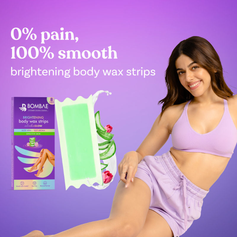 Bombae Women Full Body Wax Strips For Sensitive Skin- (8+2 Strips) - Hair Removal With Aloe Vera Gel