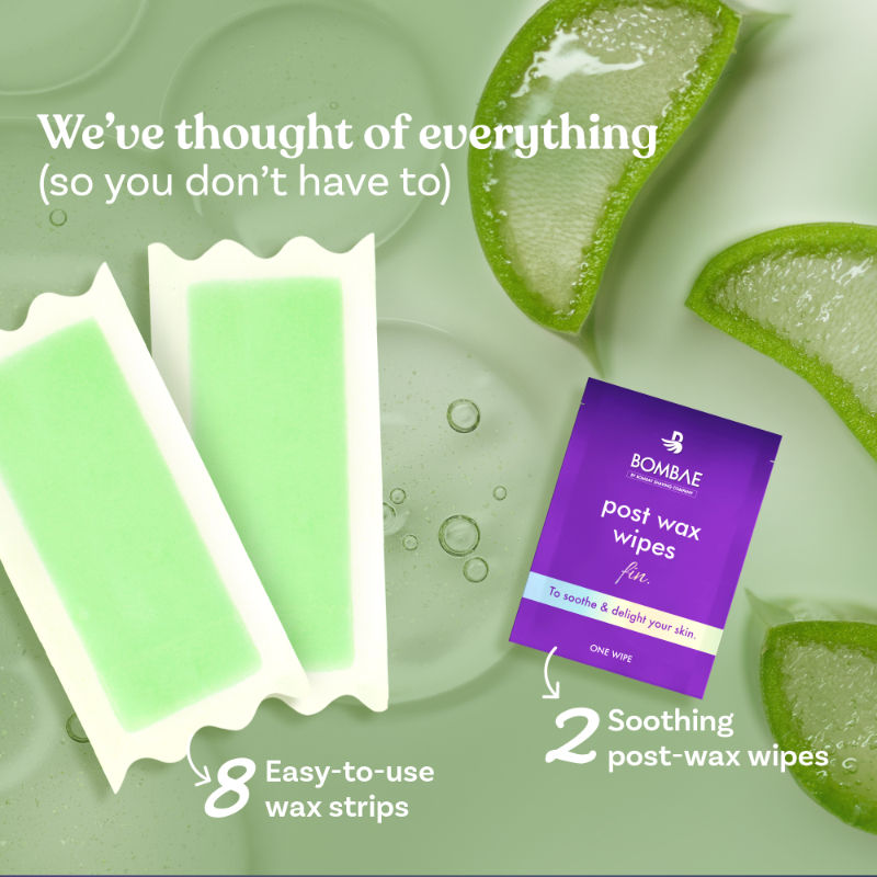 Bombae Women Full Body Wax Strips For Sensitive Skin- (8+2 Strips) - Hair Removal With Aloe Vera Gel