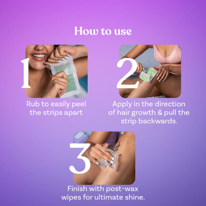 Bombae Women Full Body Wax Strips For Sensitive Skin- (8+2 Strips) - Hair Removal With Aloe Vera Gel