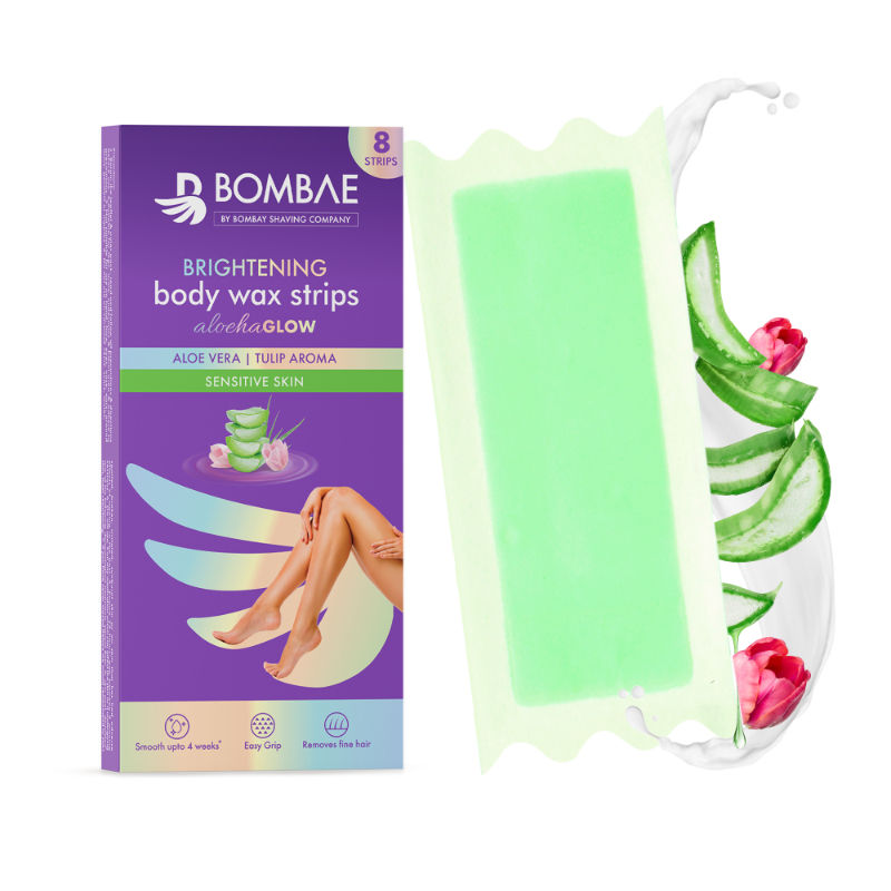 Bombae Women Full Body Wax Strips For Sensitive Skin- (8+2 Strips) - Hair Removal With Aloe Vera Gel