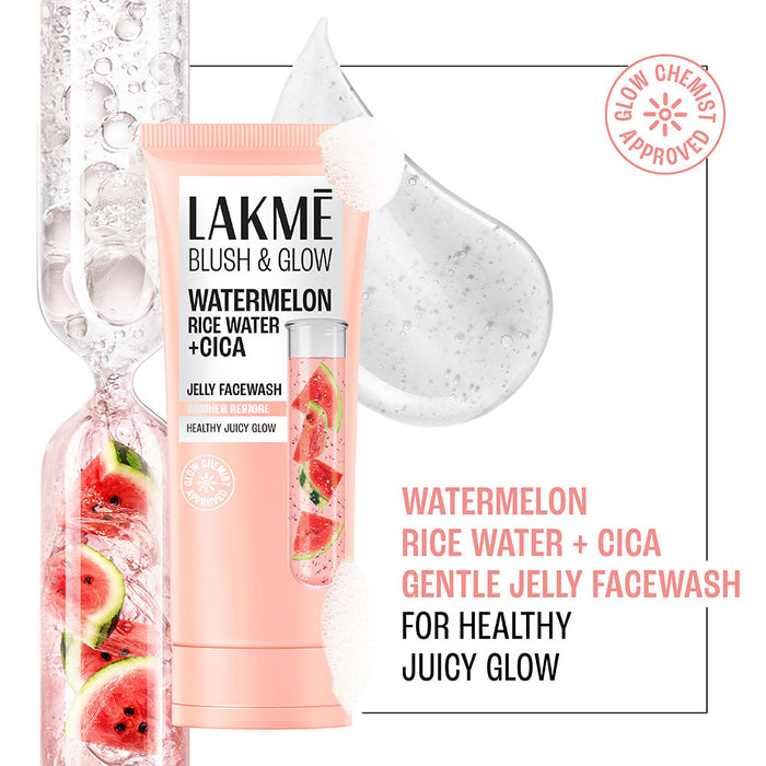 Lakme Blush & Glow Watermelon Rice Water + Cica Jelly Facewash