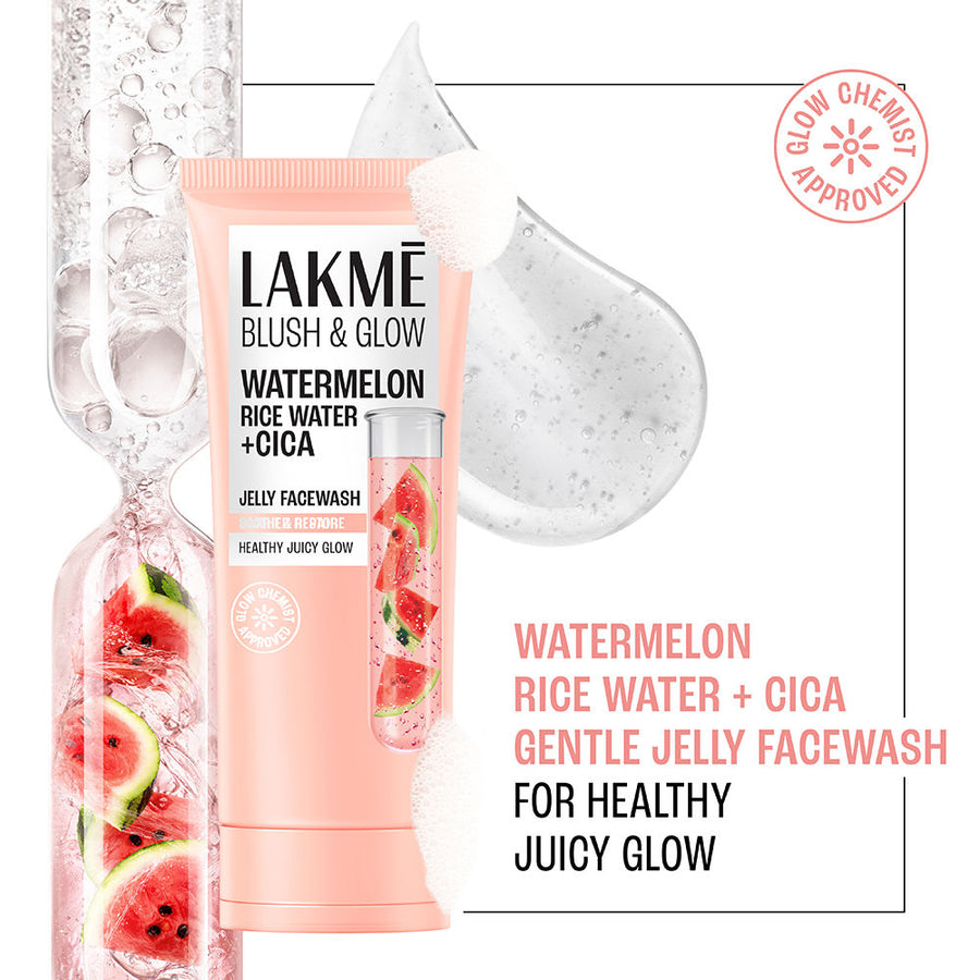Lakme Blush & Glow Watermelon Rice Water + Cica Jelly Facewash