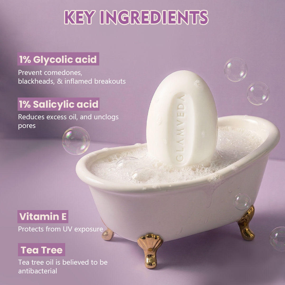 Glamveda 1% Glycolic Acid & 1% Salicylic Acid Body Acne Soap