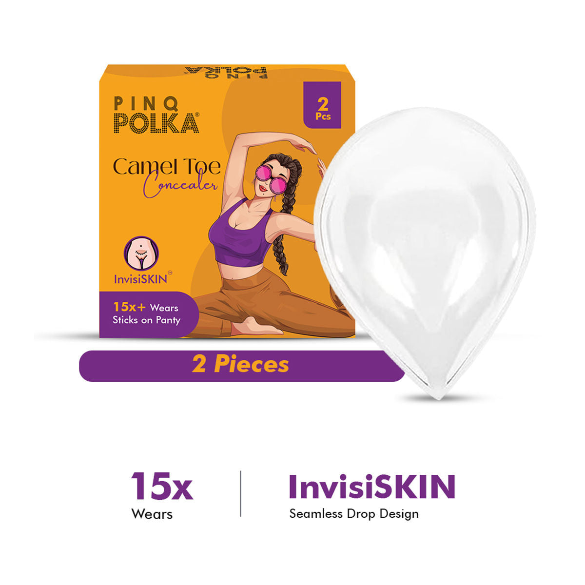 PINQ POLKA Camel Toe Concealer Transparent Reusable Invisible for Yoga & Activewear