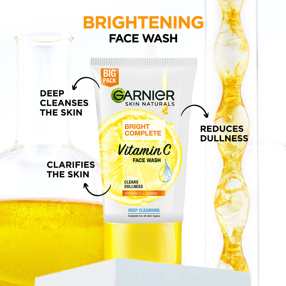 Garnier Vitamin C Gel Face Wash for Brighter Skin Gently Cleanses Skin & Removes impurities