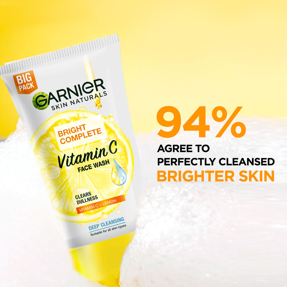 Garnier Vitamin C Gel Face Wash for Brighter Skin Gently Cleanses Skin & Removes impurities