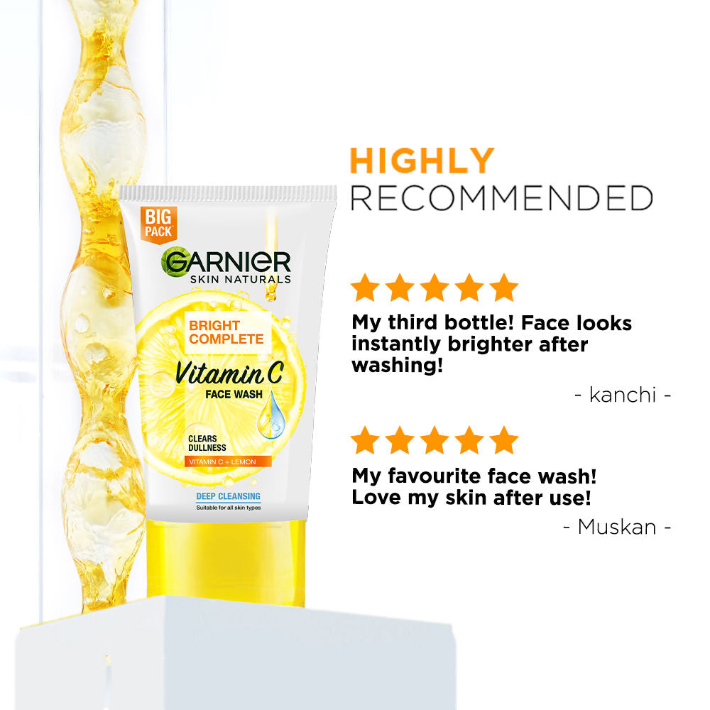 Garnier Vitamin C Gel Face Wash for Brighter Skin Gently Cleanses Skin & Removes impurities