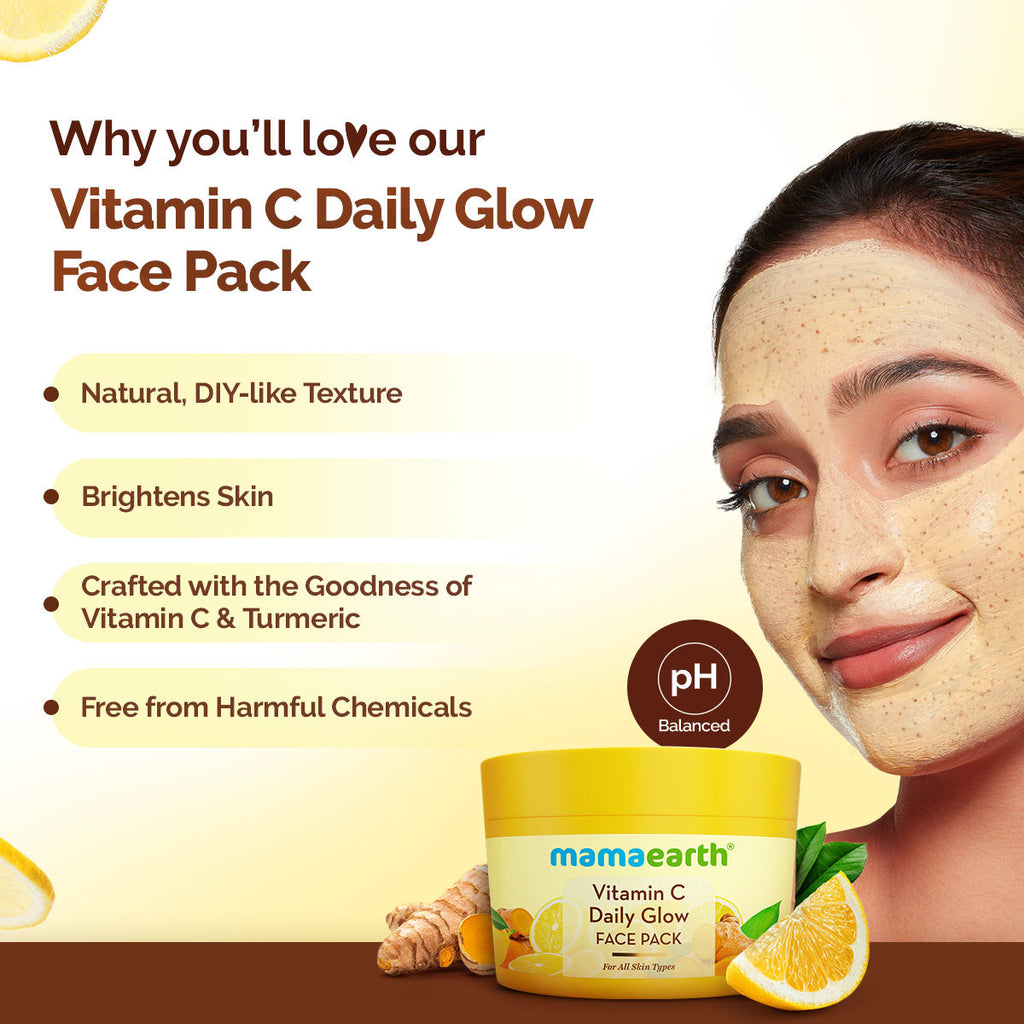 Mamaearth Vitamin C Daily Glow Face Pack for Refreshing, Rejuvenating & Brightening Skin