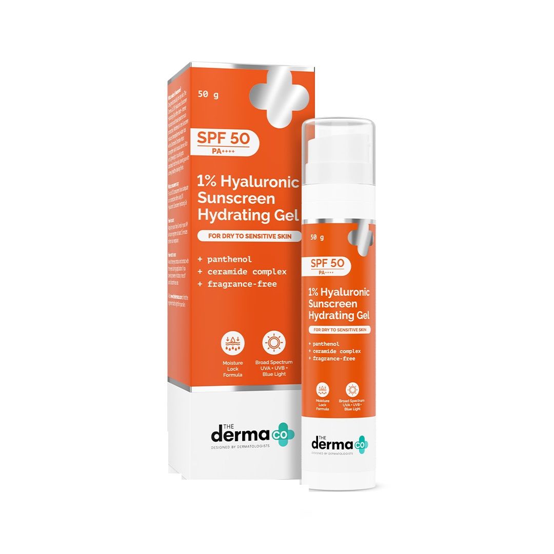The Derma Co 1% Hyaluronic Sunscreen Hydrating Gel Spf 50 Pa++++ For Dry & Sen... - In-Vivo tested