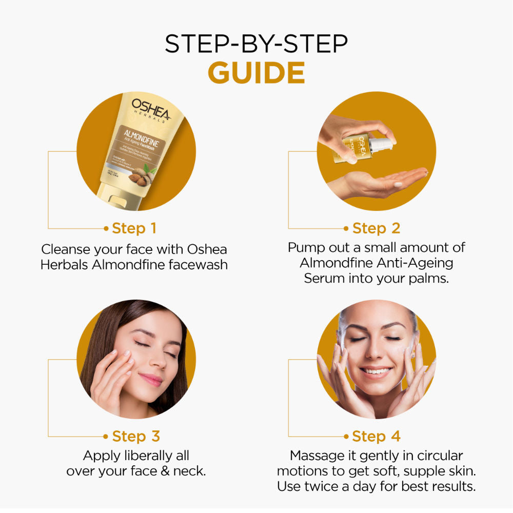 Oshea Herbals Almondfine Face Serum With Grapefruit & Apple Extracts Reduces Wrinkles & Fine Lines