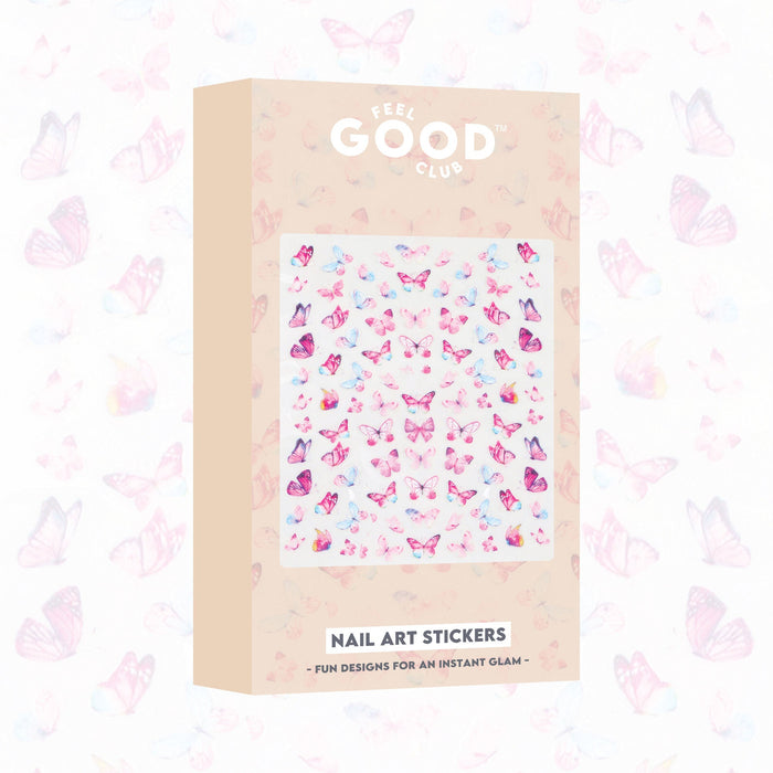 Feel Good Club Butterfly Bliss Stickers For Quick Nail Art - Peel & Apply On Dry Nail Polish Enamel