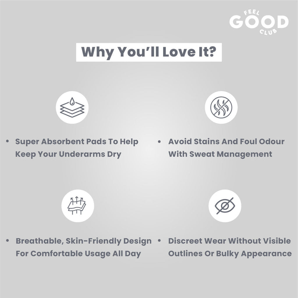 Feel Good Club Underarm Sweat Pads - 10 Pcs For Men & Women To Absorb Sweat Prevent Stains & Odour