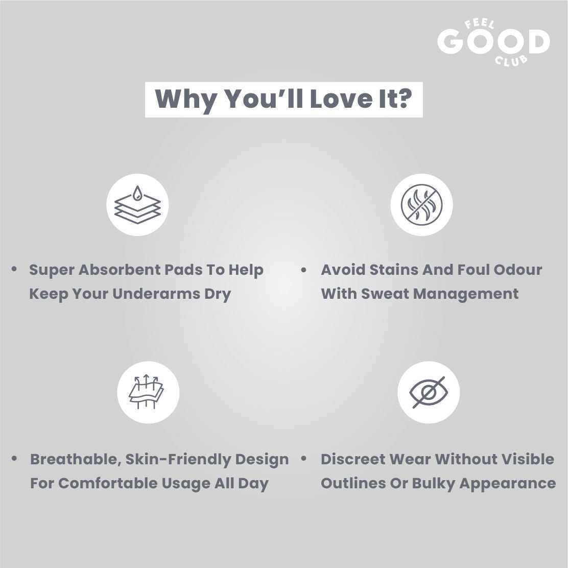Feel Good Club Underarm Sweat Pads - 10 Pcs For Men & Women To Absorb Sweat Prevent Stains & Odour
